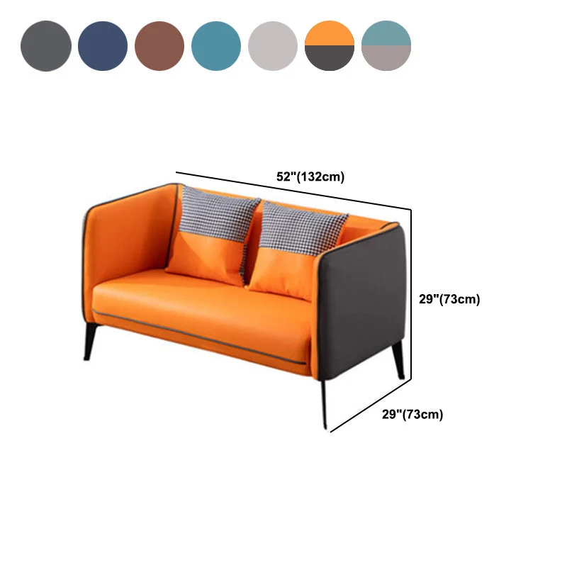 Divano vera pelle 28,74" P x 28,74" H Divano con braccioli smoking per soggiorno Clearhalo