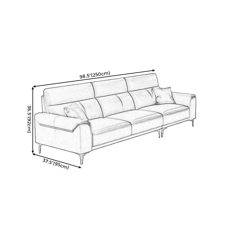 Divano vera pelle grigio scuro e chaise longue componibile con braccioli superiori per soggiorno Clearhalo