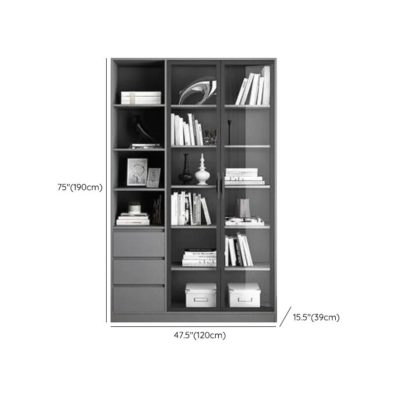Espositore moderno finto legno Vetrina standard grigia per sala da pranzo Clearhalo