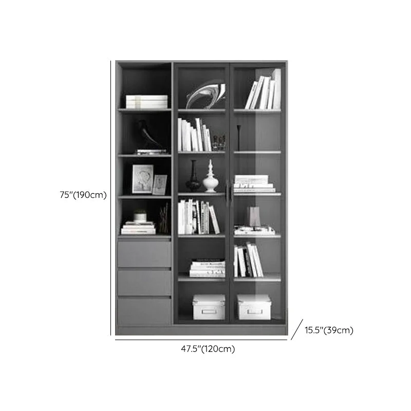 Espositore moderno finto legno Vetrina standard grigia per sala da pranzo Clearhalo