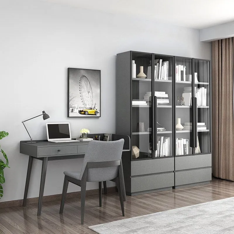 Espositore moderno finto legno Vetrina standard grigia per sala da pranzo Clearhalo