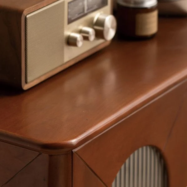 Gabinetto Curio per soggiorno moderno con ante vetro legno massello e illuminazione Clearhalo