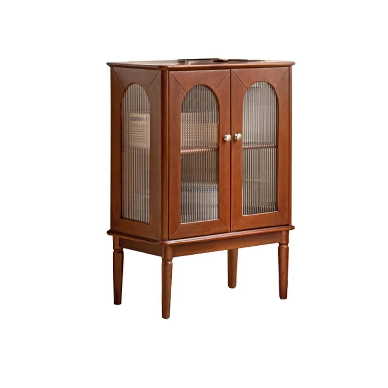 Gabinetto Curio per soggiorno moderno con ante vetro legno massello e illuminazione Clearhalo