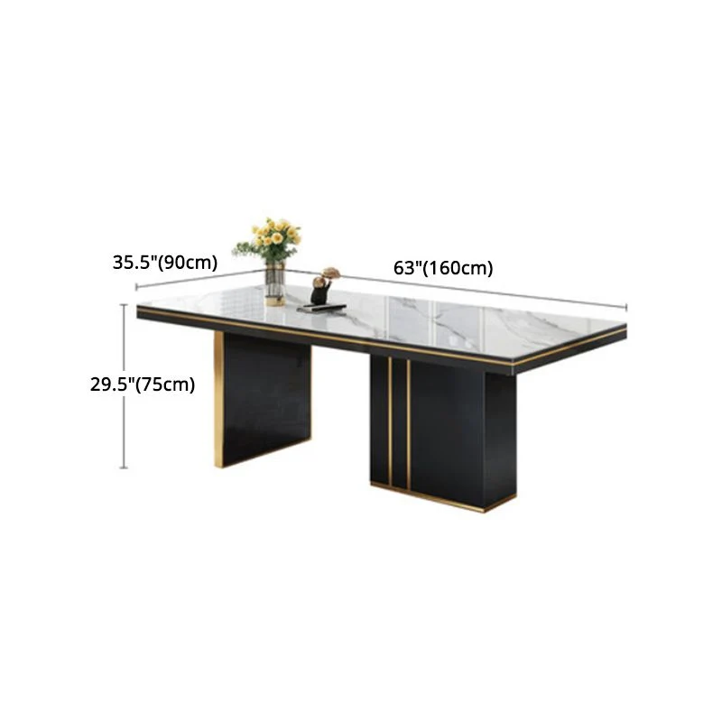 Glam 1/4/6/7/9 pezzi set da pranzo tavolo da pranzo rettangolare pietra mobili per sala da pranzo Clearhalo