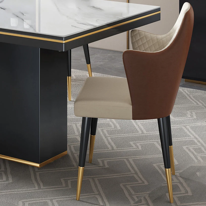 Glam 1/4/6/7/9 pezzi set da pranzo tavolo da pranzo rettangolare pietra mobili per sala da pranzo Clearhalo