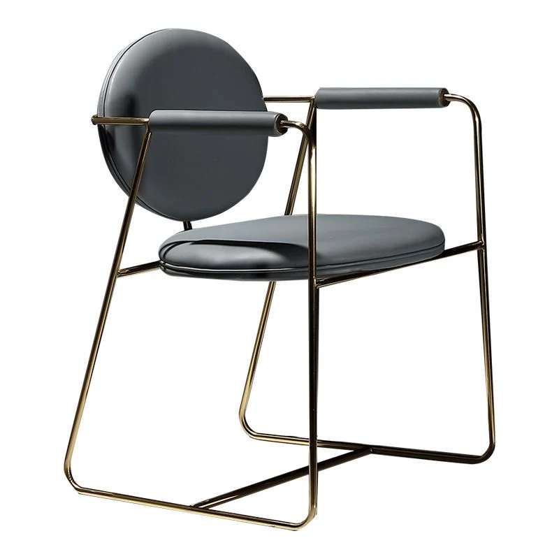 Glam Arm Chair Sedia da pranzo pelle con struttura dorata per la casa Clearhalo