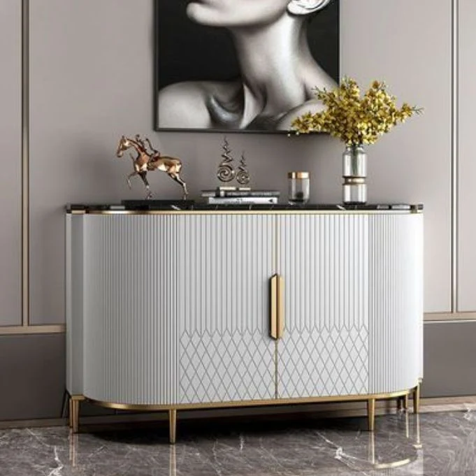 Glam Credenza Mobile Credenza Marmo con Ante per Cucina Clearhalo