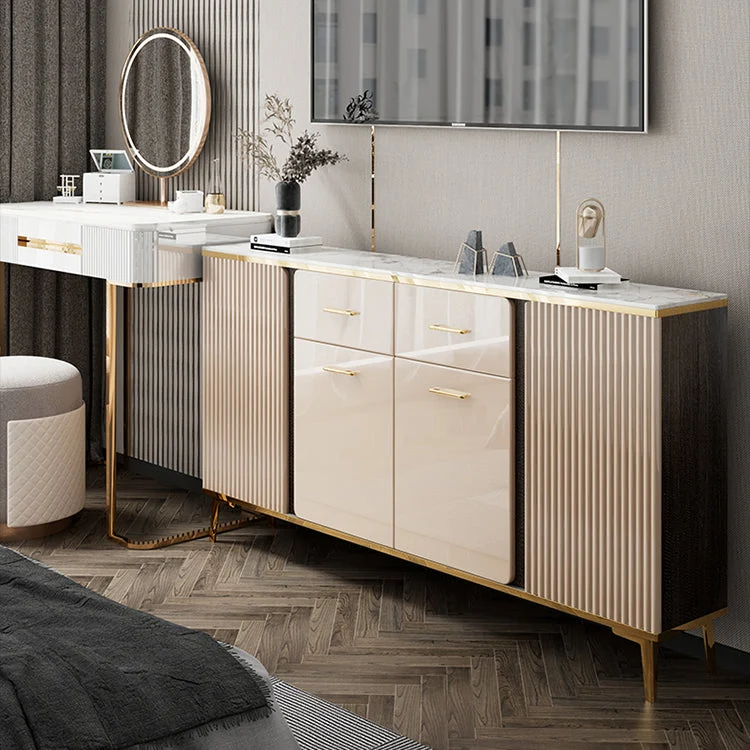 Glam Credenza Mobile Credenza Pietra con Cassetti per Sala da Pranzo Clearhalo