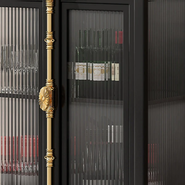 Glam credenza nera con ante vetro trasparente e armadi da pranzo per soggiorno Clearhalo