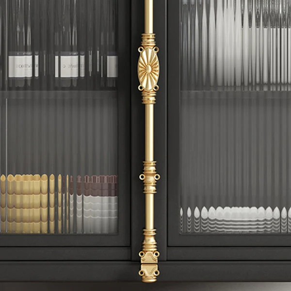 Glam credenza nera con ante vetro trasparente e armadi da pranzo per soggiorno Clearhalo