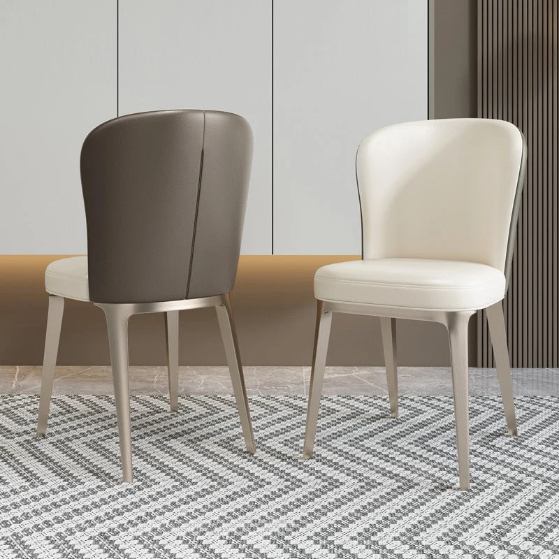 Glam Dining Chair Sedia da pranzo laterale senza braccioli da cucina cromo Clearhalo