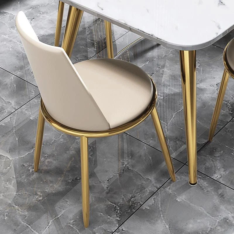 Glam Dining Side Chair Sedia laterale imbottita con gambe dorate per sala da pranzo Clearhalo