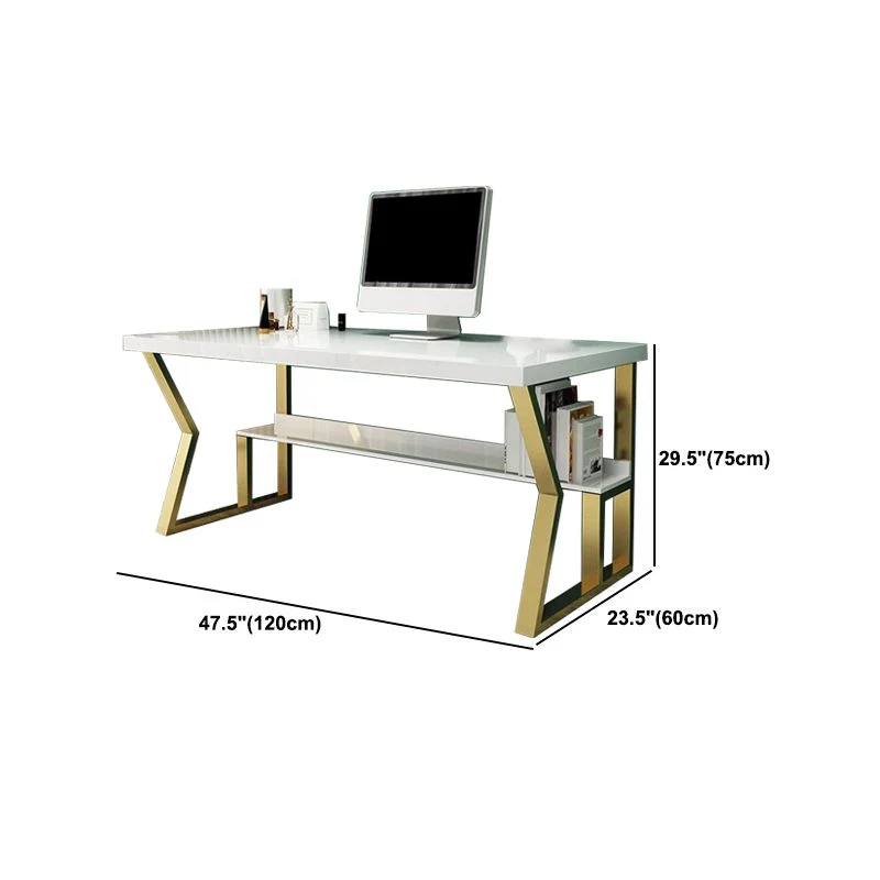 Glam Dormitory Scrittoio Scrittoio rettangolare con gambe metallo Clearhalo