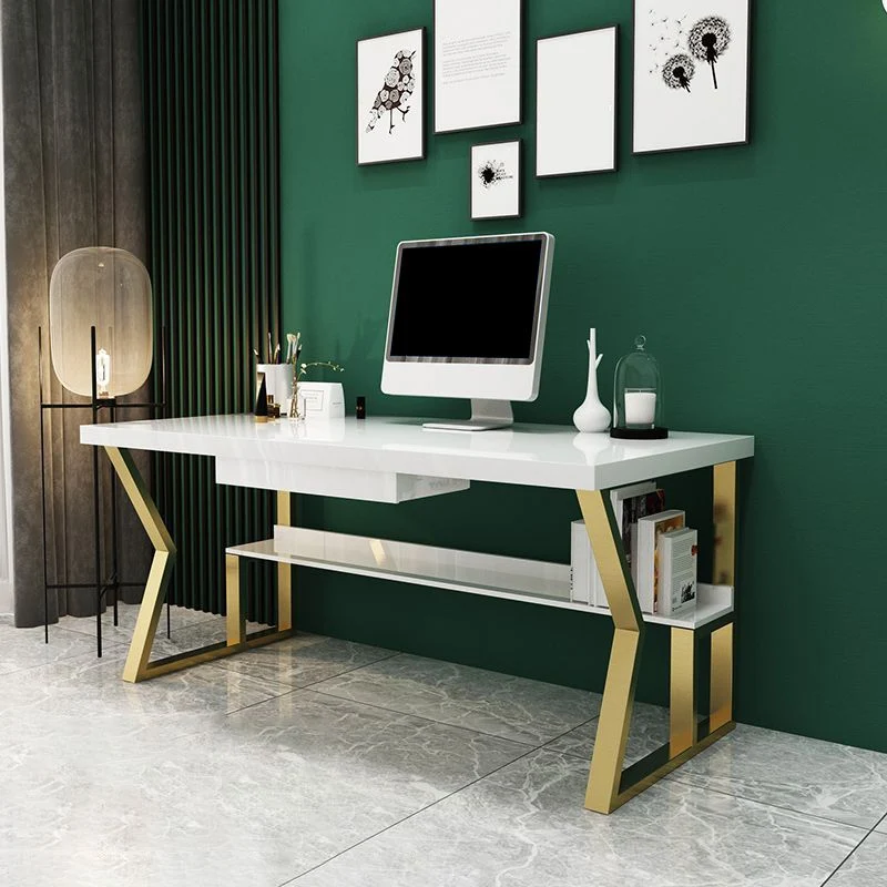 Glam Dormitory Scrittoio Scrittoio rettangolare con gambe metallo Clearhalo