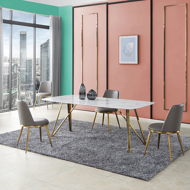 Glam Home Side Chair Sedia da pranzo senza braccioli imbottita con gambe metallo Clearhalo