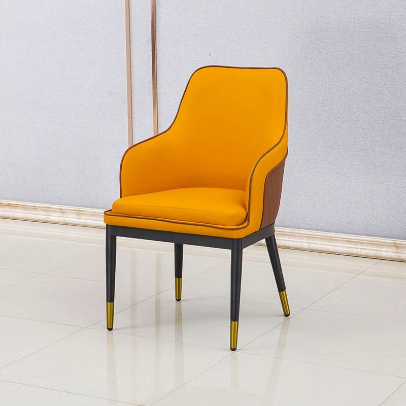 Glam Kitchen Dining Arm Chair Sedia laterale imbottita con gambe metallo Clearhalo