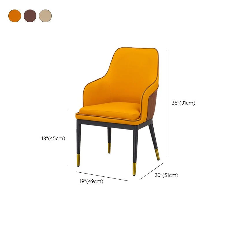 Glam Kitchen Dining Arm Chair Sedia laterale imbottita con gambe metallo Clearhalo