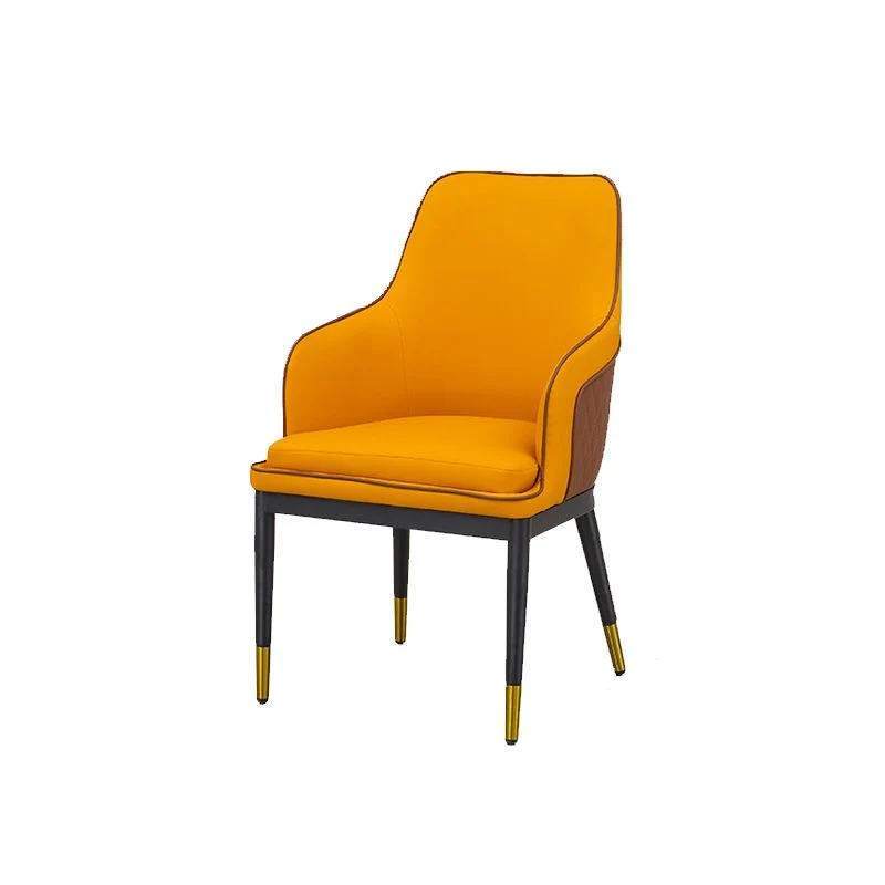 Glam Kitchen Dining Arm Chair Sedia laterale imbottita con gambe metallo Clearhalo