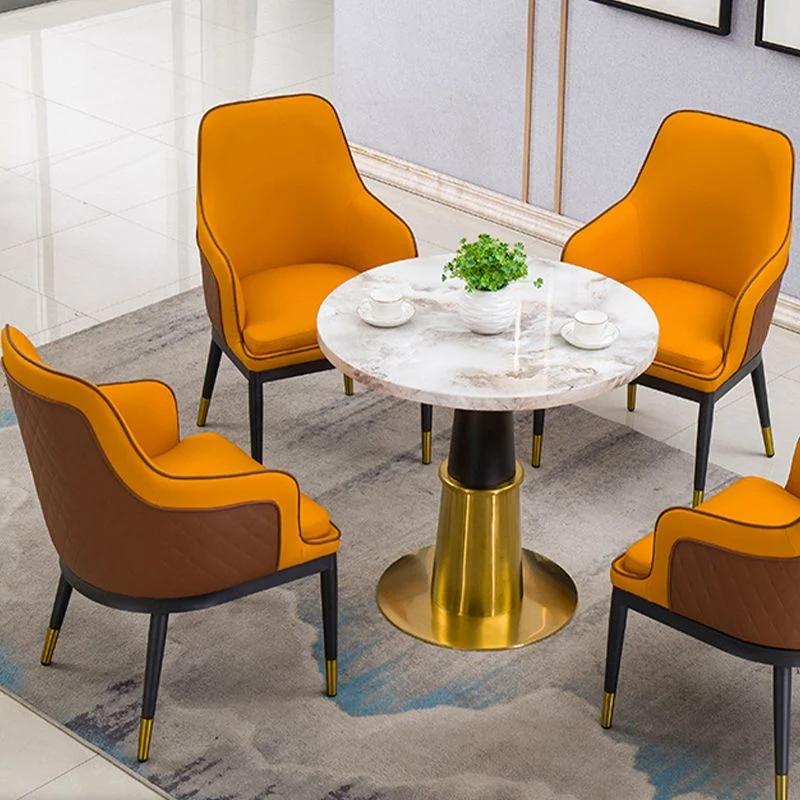 Glam Kitchen Dining Arm Chair Sedia laterale imbottita con gambe metallo Clearhalo