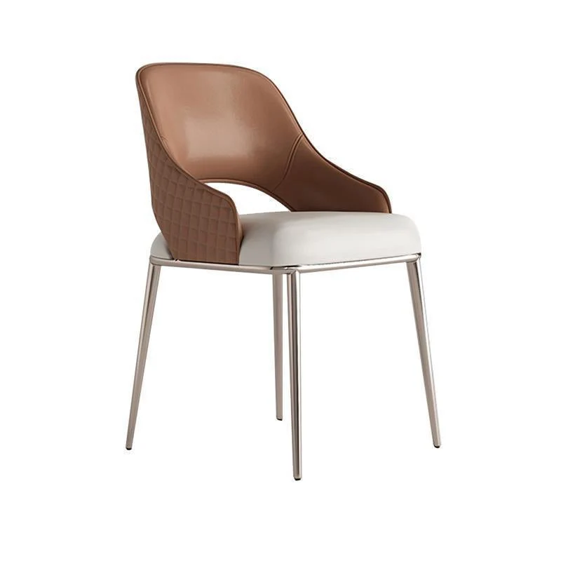 Glam Kitchen Dining Chair Sedia da pranzo con braccioli da pranzo con gambe metallo e schienale aperto Clearhalo