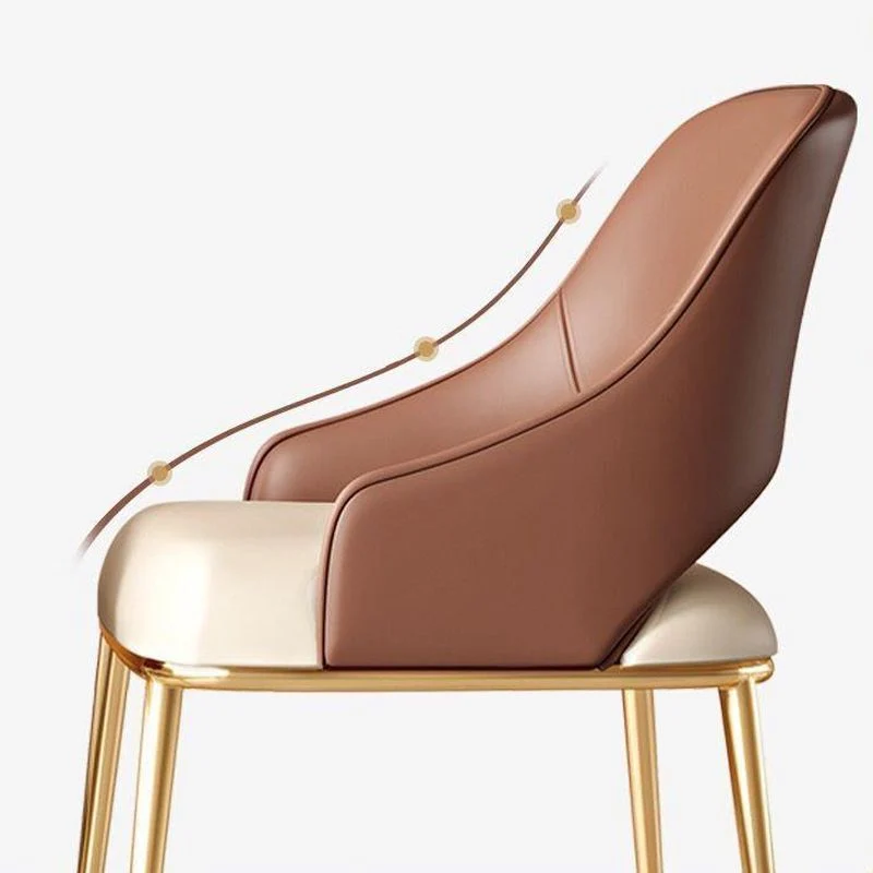 Glam Kitchen Dining Chair Sedia da pranzo con braccioli da pranzo con gambe metallo e schienale aperto Clearhalo
