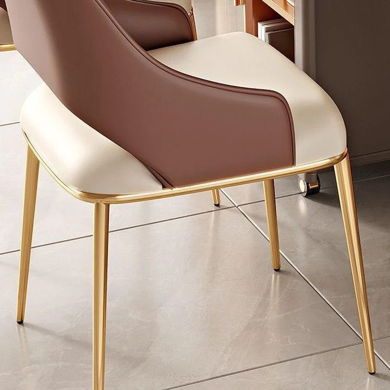 Glam Kitchen Dining Chair Sedia da pranzo con braccioli da pranzo con gambe metallo e schienale aperto Clearhalo