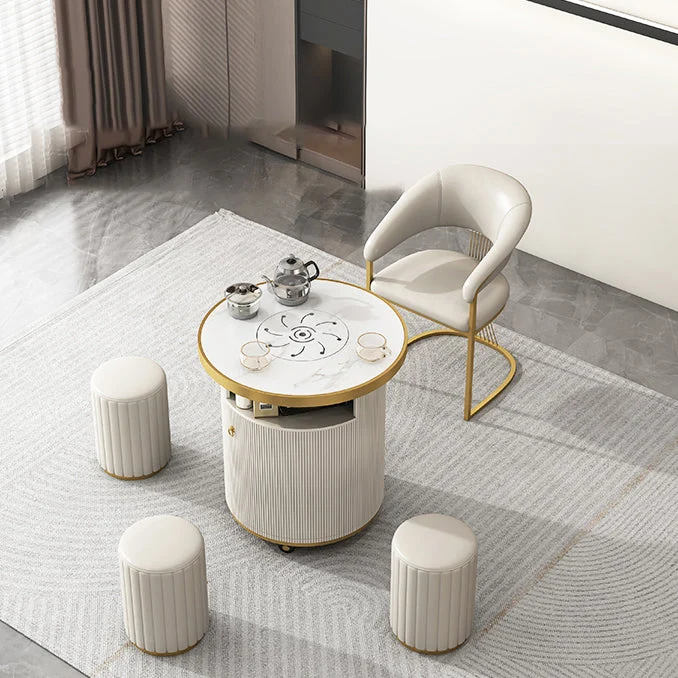 Glam Kitchen Side Chair, base dorata, poltrona da pranzo con schienale aperto Clearhalo