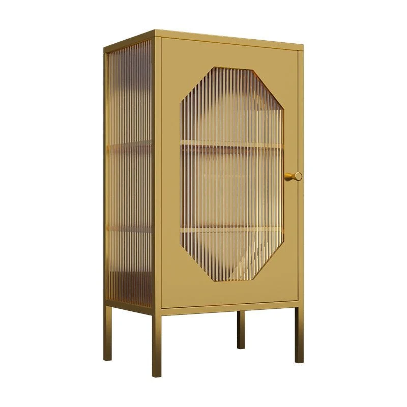 Glam Metal Curio Cabinet con ante vetro, credenza buffet per camera da letto Clearhalo