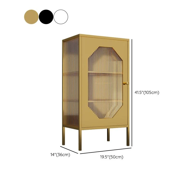Glam Metal Curio Cabinet con ante vetro, credenza buffet per camera da letto Clearhalo
