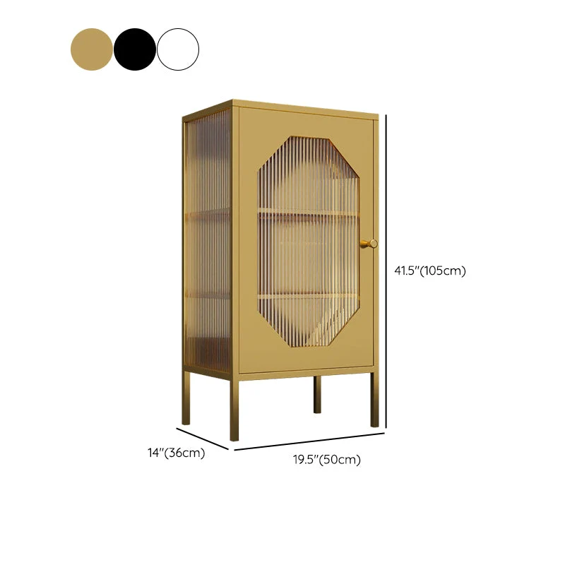 Glam Metal Curio Cabinet con ante vetro, credenza buffet per camera da letto Clearhalo