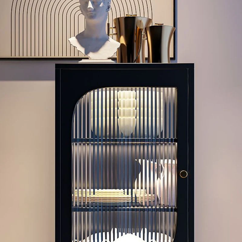 Glam Metal Curio Cabinet con ante vetro, credenza buffet per camera da letto Clearhalo