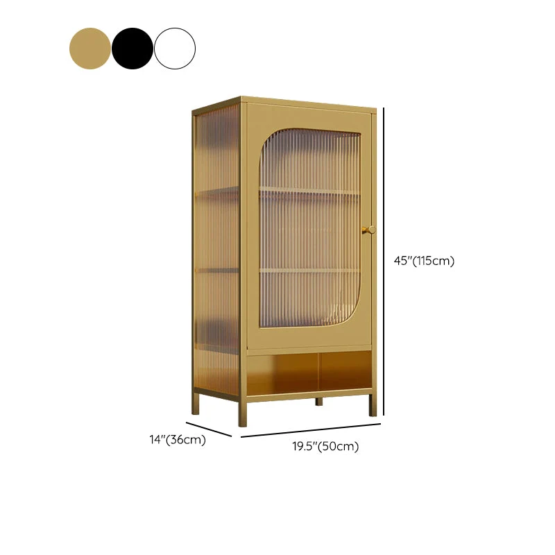 Glam Metal Curio Cabinet con ante vetro, credenza buffet per camera da letto Clearhalo