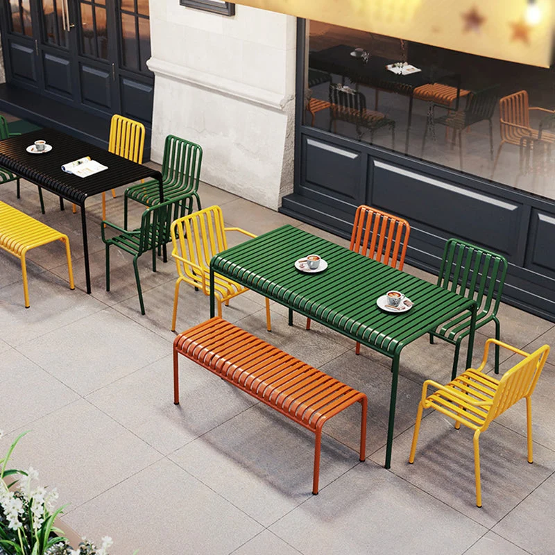 Glam Metal, sedia da pranzo per cucina e patio, con braccioli e schienale doghe Clearhalo