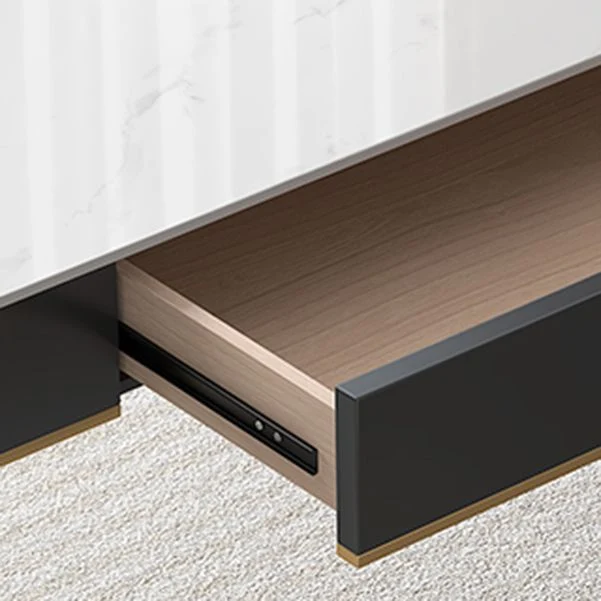 Glam Office Desk Scrivania per computer curva con finitura anticata con 2 cassetti portaoggetti Clearhalo