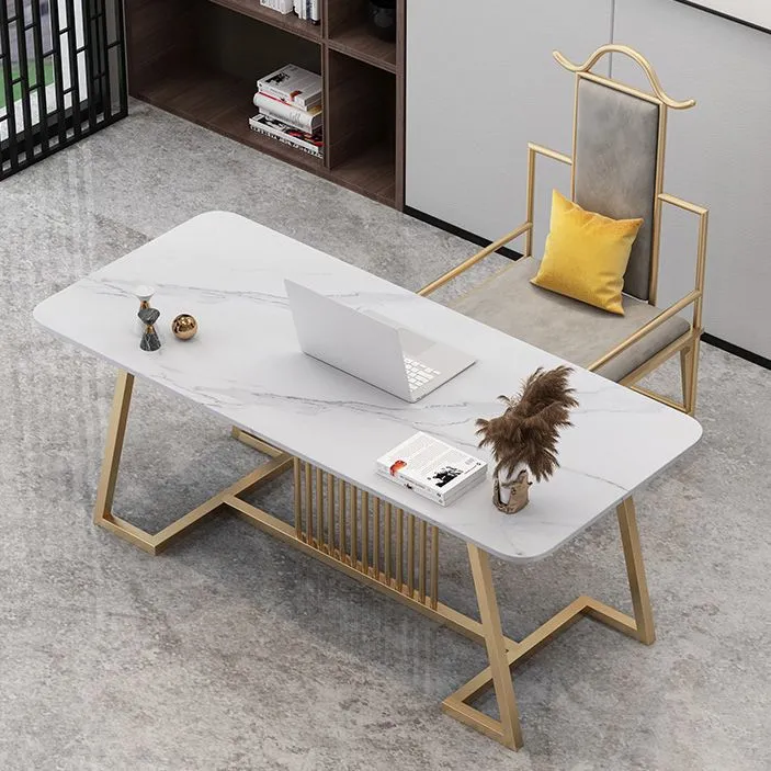 Glam Office Desk Scrivania rettangolare da 29,52 pollici con gambe metallo Clearhalo