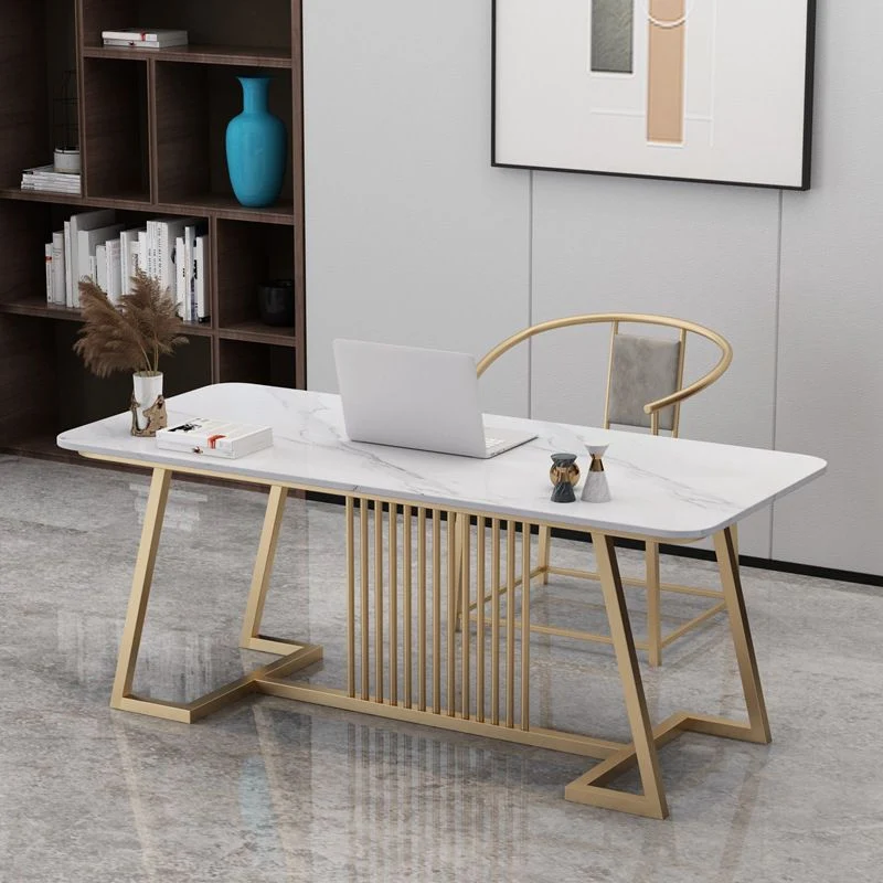 Glam Office Desk Scrivania rettangolare da 29,52 pollici con gambe metallo Clearhalo