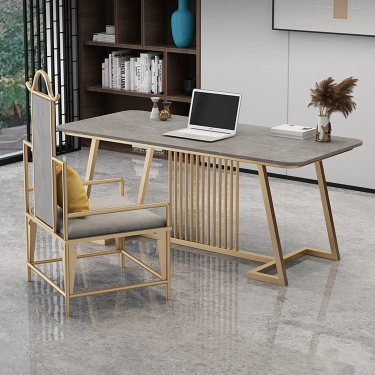 Glam Office Desk Scrivania rettangolare da 29,52 pollici con gambe metallo Clearhalo