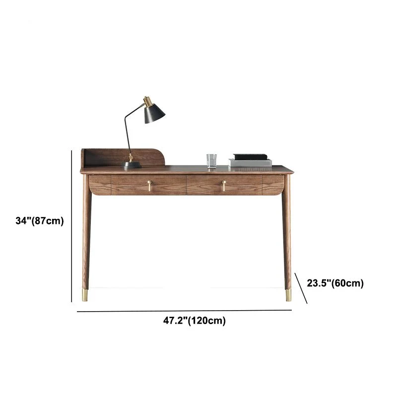 Glam Office Desk Scrivania rettangolare legno massello marrone per la casa Clearhalo
