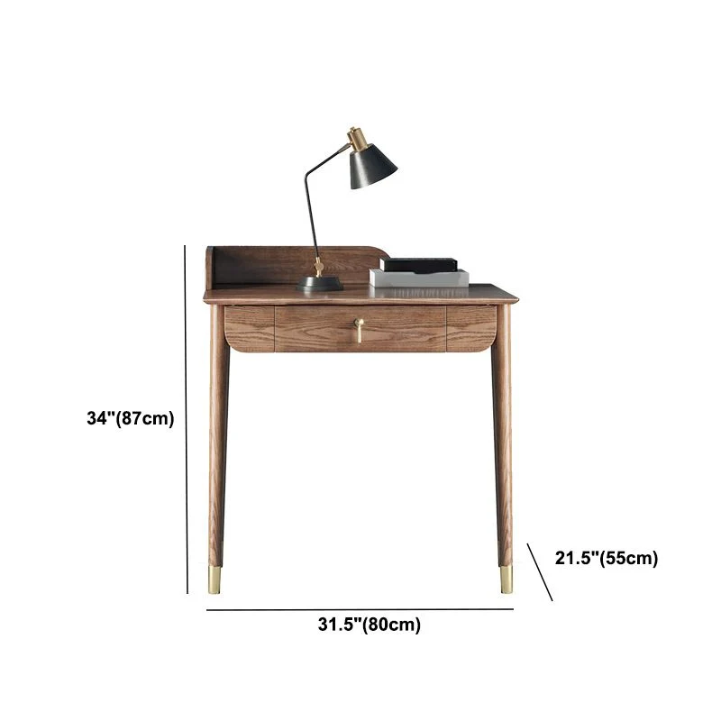 Glam Office Desk Scrivania rettangolare legno massello marrone per la casa Clearhalo