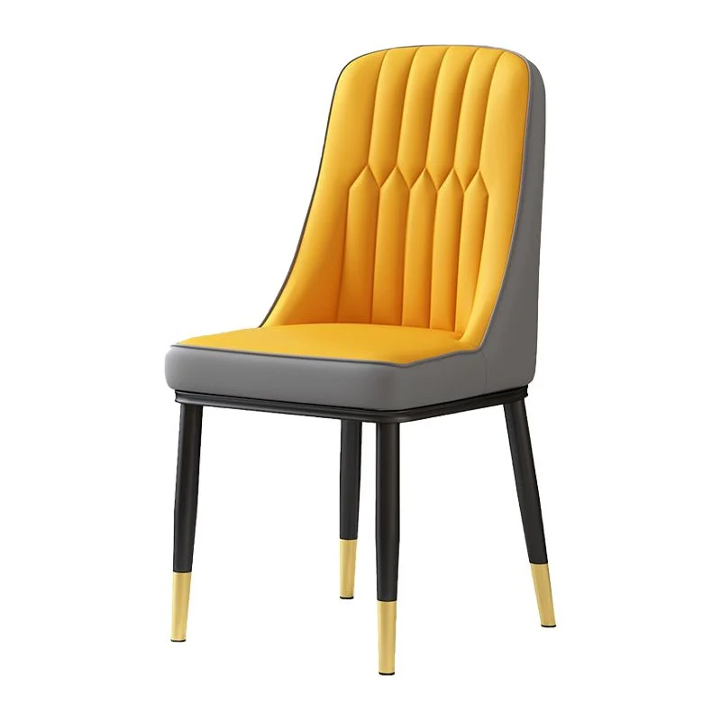 Glam Parsons Dining Side Chair Sedia da pranzo per interni pelle con gambe metallo Clearhalo
