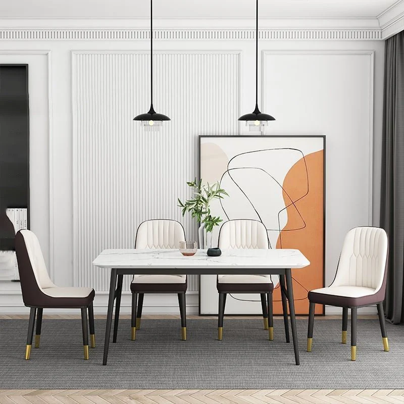 Glam Parsons Dining Side Chair Sedia da pranzo per interni pelle con gambe metallo Clearhalo