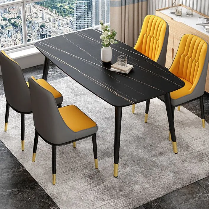 Glam Parsons Dining Side Chair Sedia da pranzo per interni pelle con gambe metallo Clearhalo