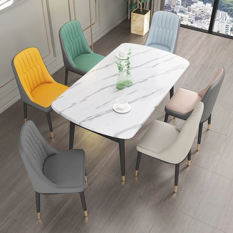 Glam Parsons Dining Side Chair Sedia da pranzo per interni pelle con gambe metallo Clearhalo