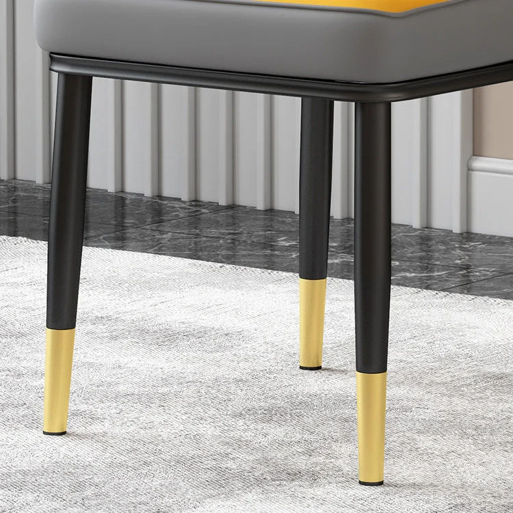 Glam Parsons Dining Side Chair Sedia da pranzo per interni pelle con gambe metallo Clearhalo