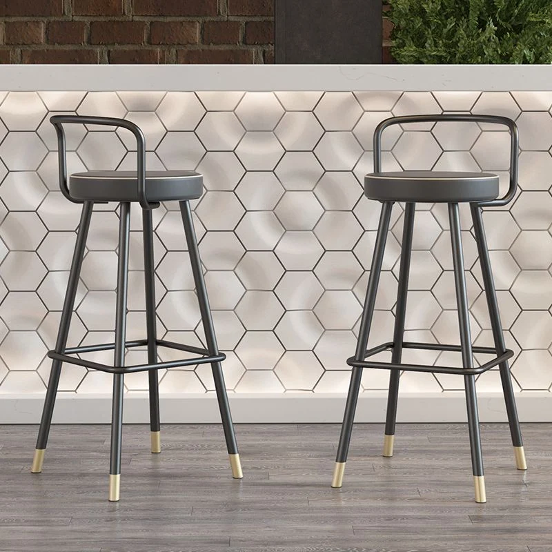 Glam Poggiapiedi Sgabello rotondo ad altezza contrappeso Sgabello da bancone pelle con schienale basso Clearhalo