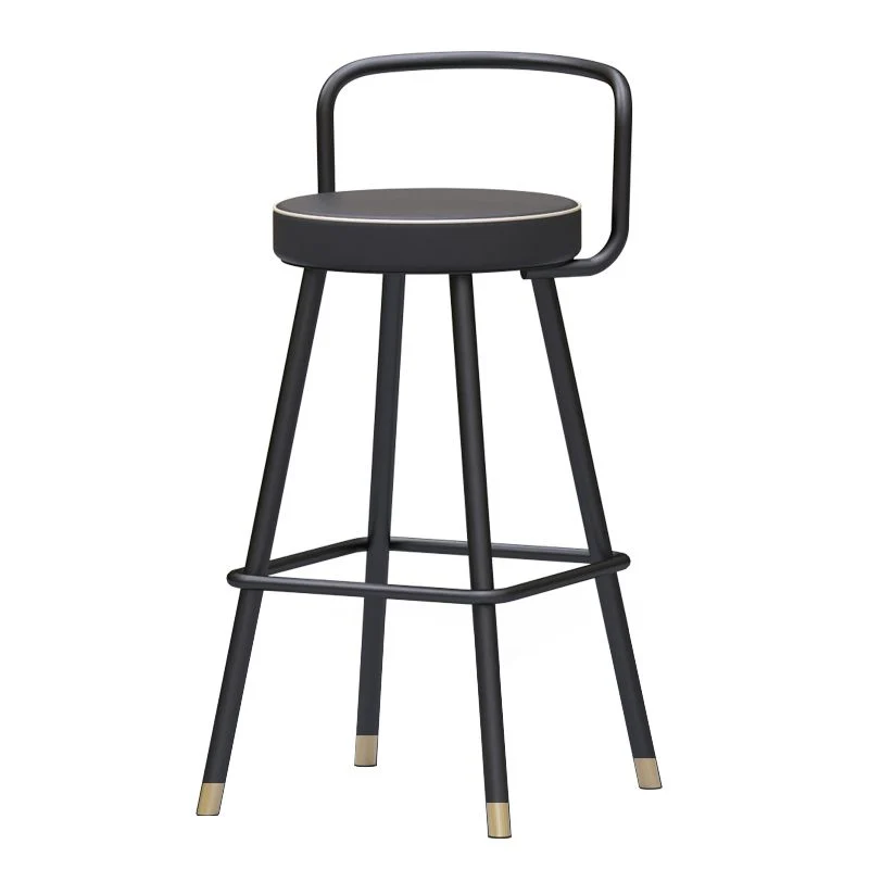 Glam Poggiapiedi Sgabello rotondo ad altezza contrappeso Sgabello da bancone pelle con schienale basso Clearhalo