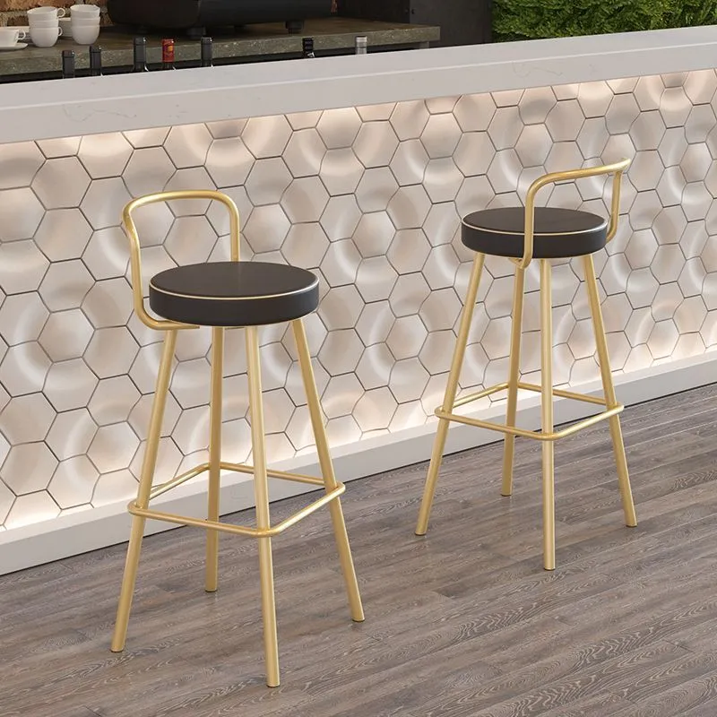 Glam Poggiapiedi Sgabello rotondo ad altezza contrappeso Sgabello da bancone pelle con schienale basso Clearhalo