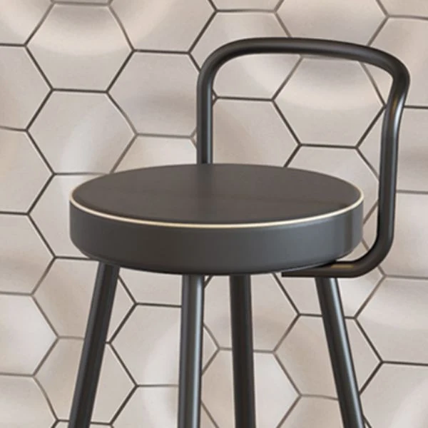 Glam Poggiapiedi Sgabello rotondo ad altezza contrappeso Sgabello da bancone pelle con schienale basso Clearhalo