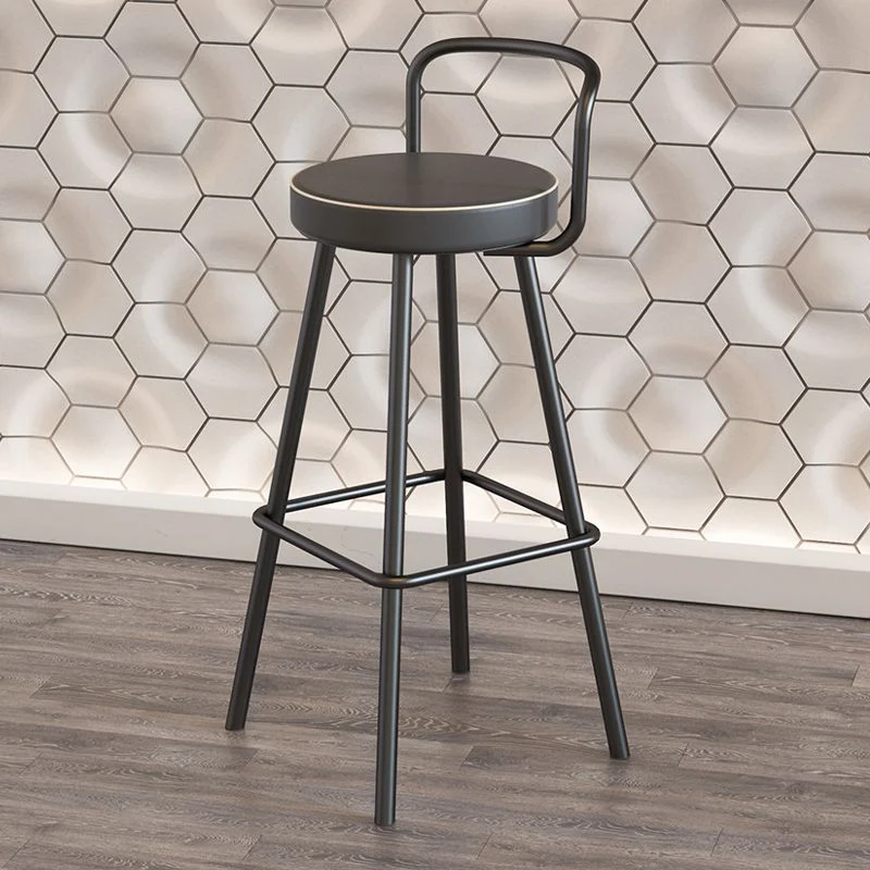 Glam Poggiapiedi Sgabello rotondo ad altezza contrappeso Sgabello da bancone pelle con schienale basso Clearhalo
