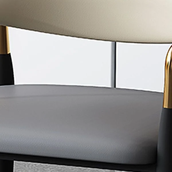 Glam Poltrona metallo Sedia da pranzo laterale ecopelle con schienale aperto e imbottitura Clearhalo